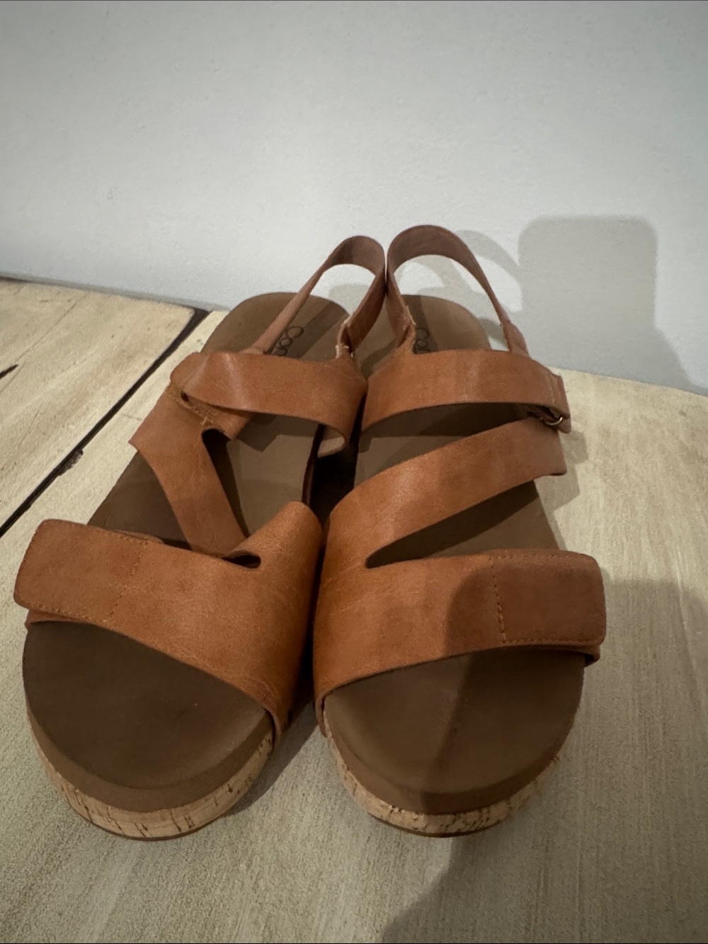 Corkys Brown Leather Cork-Platform Slingback Sandals
